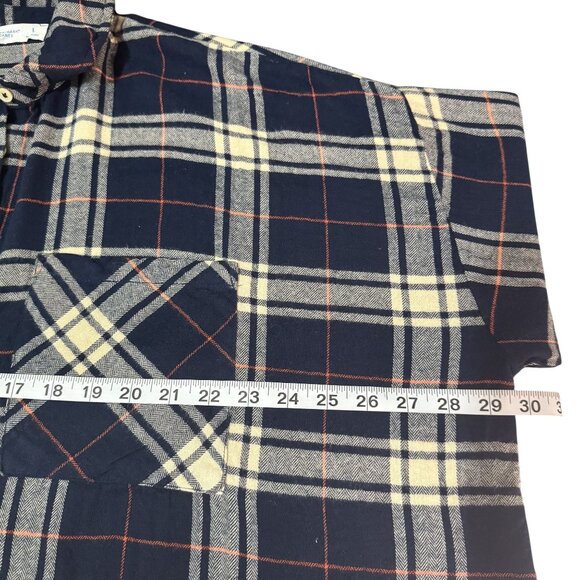 Primark Womens Navy Blue Plaid Button Front Pocket Collared Long Sleeve Size L - Picture 8 of 9